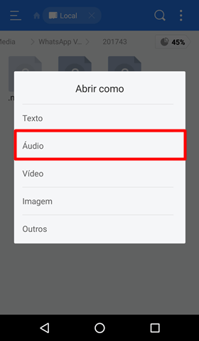 Ouvir audio WhatsApp Android