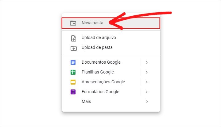 Como criar pasta Google Drive