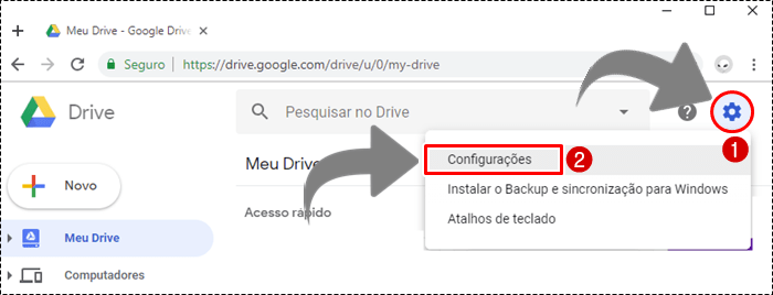 como deixar meu google drive em portugues