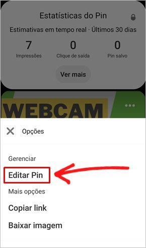 Deletar PIN do Pinterest Android