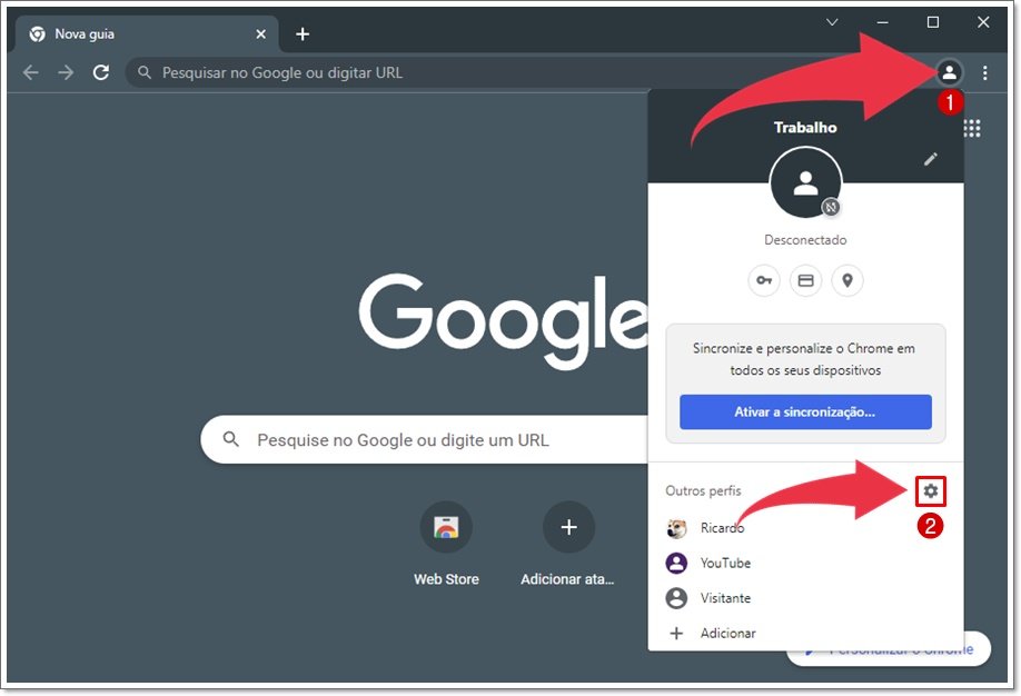 Como remover perfil do Google Chrome