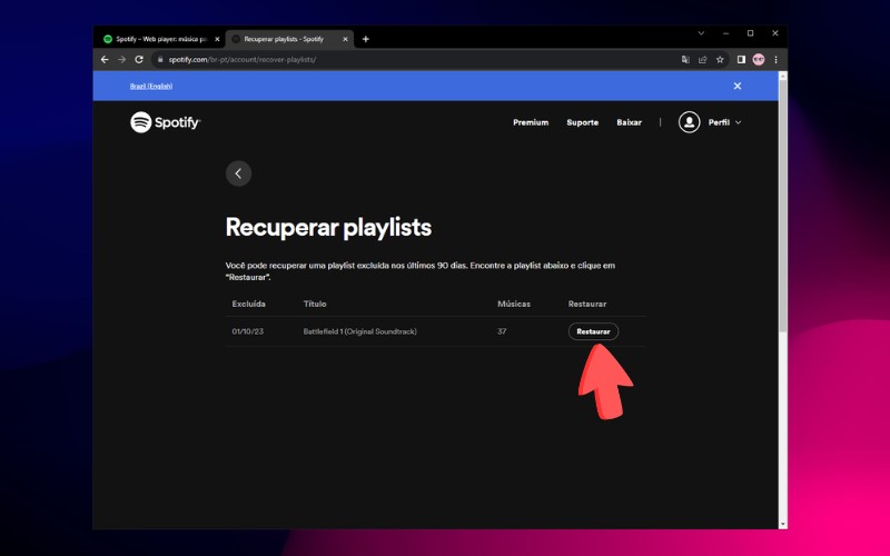 Como restaurar Playlist deletada Spotify
