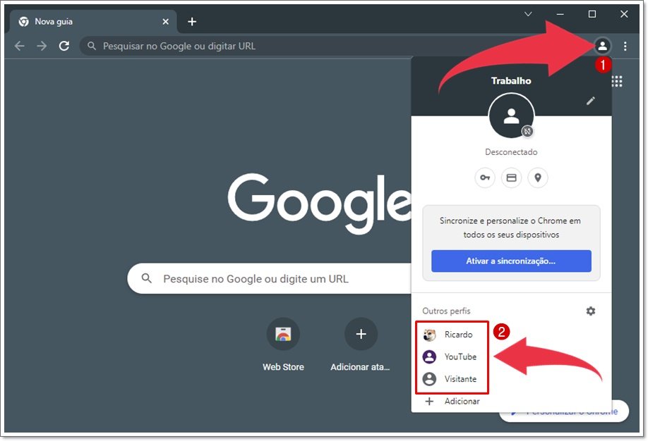 Como trocar perfil do Google Chrome