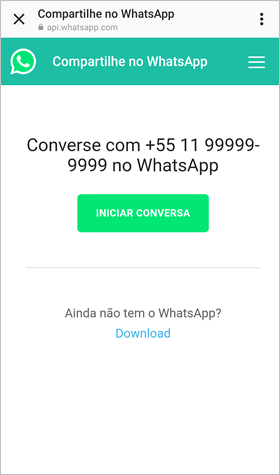 Iniciar conversa no WhatsApp Instagram