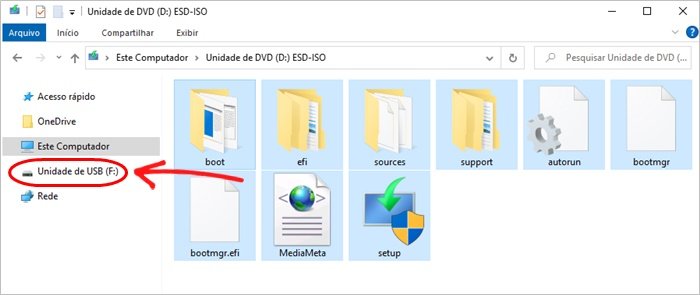 Passar arquivos Windows pendrive