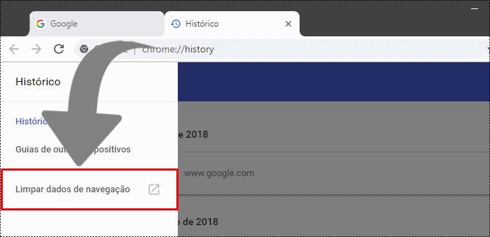 remover histórico Google Chrome